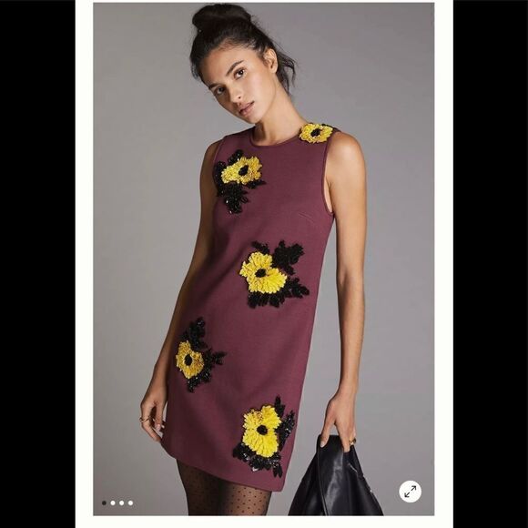 Anthropologie Sequined Shift Mini Dress size Medium - Picture 2 of 4